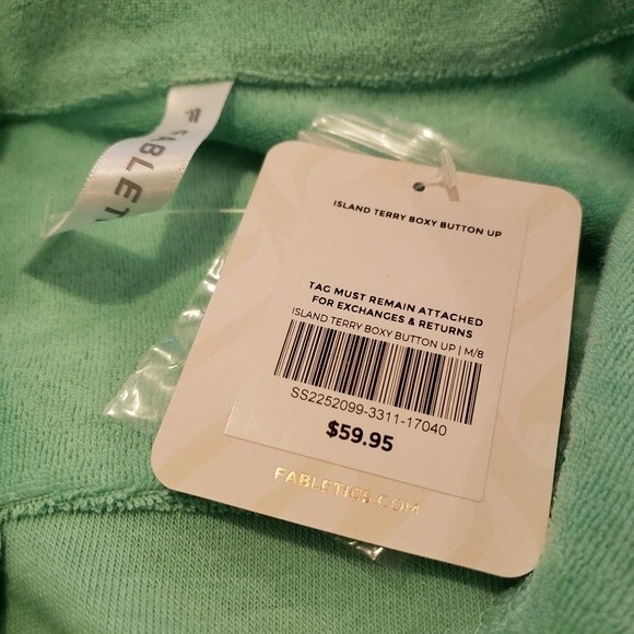 Fabletics Island Terry Boxy Button Up Size M - Picture 9 of 10